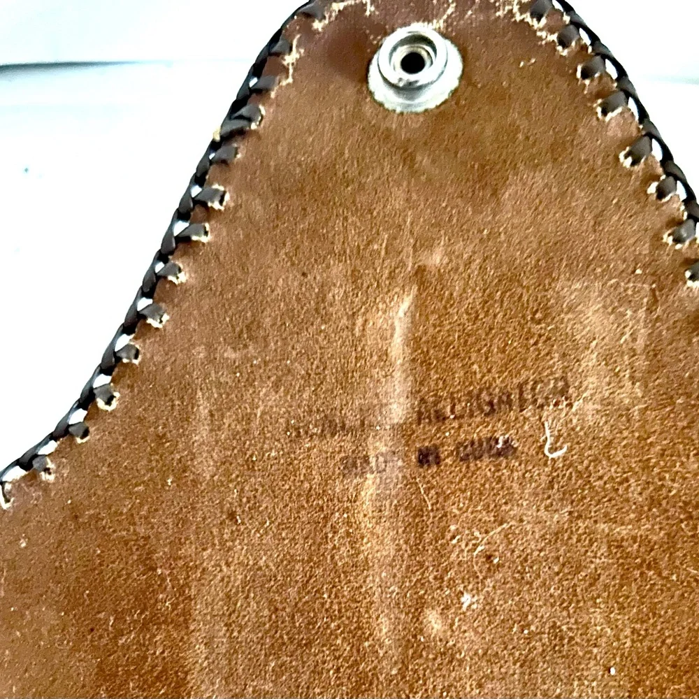 vintage Cognac Croc-Embossed Leather Purse Bag brown